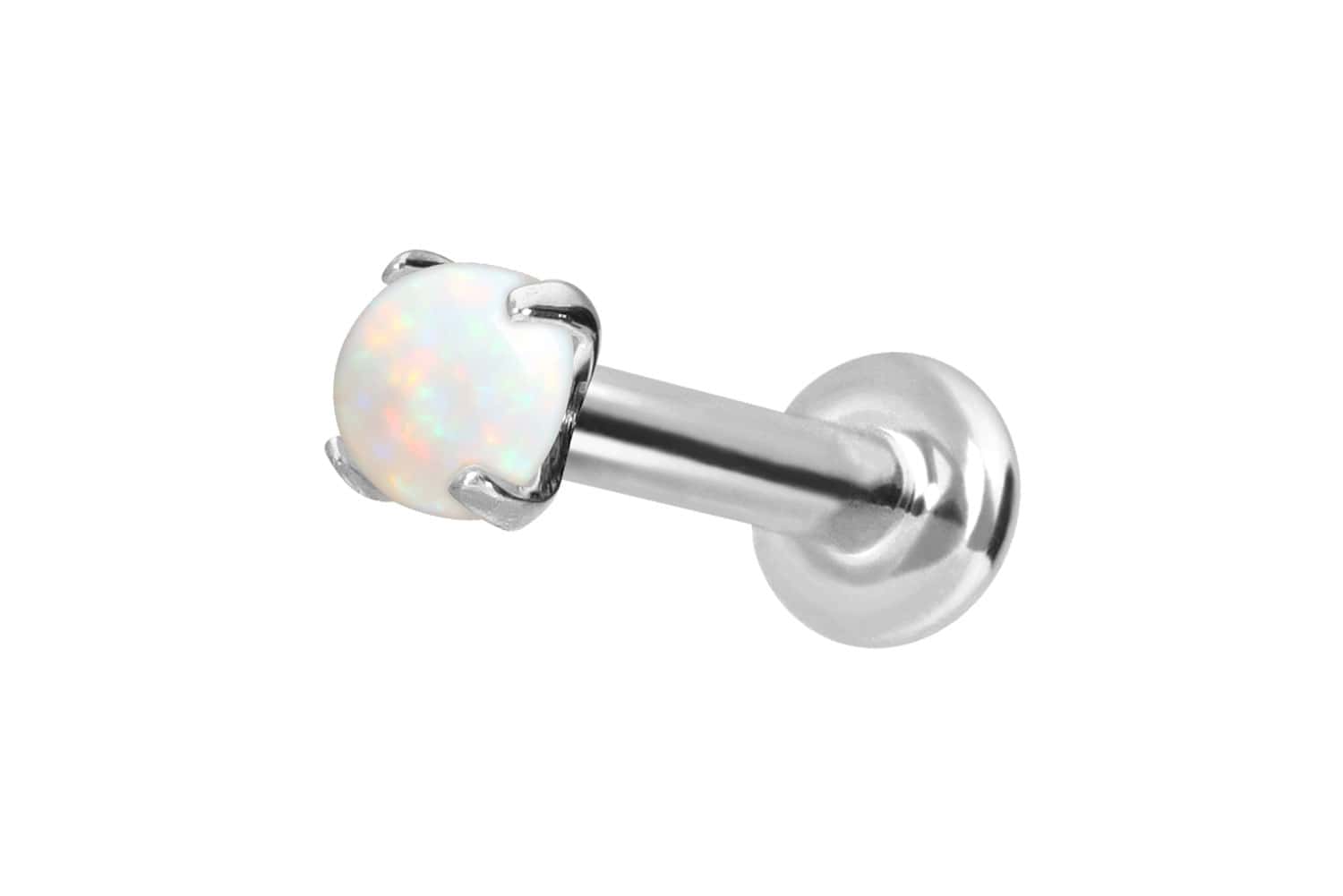 14 Karat Gold Labret Piercing mit Push Fit SYNTHETISCHER OPAL